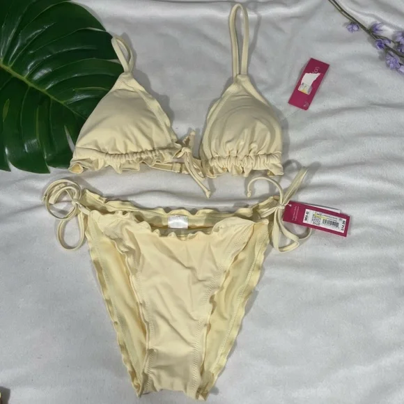 NWD Xhilaration [ Medium 4-6] Ruffle Triangle Top + High‎ Leg Bikini Bottom - Picture 6 of 12